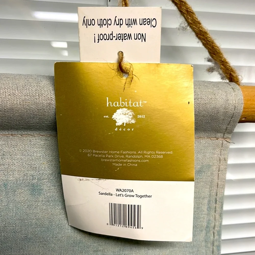 BNWT Habitat Hanging Linen Tapestry Sardella “Let’s Grow Together” Wall Hanging
